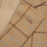 SARTORIA CASTANGIA Beige Plaid Cashmere-Wool Super 110's Jacket 52 NEW US 42