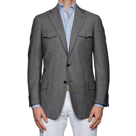 SARTORIA CASTANGIA Gray Plaid Wool Super 130's Flannel Jacket 48 NEW US 38