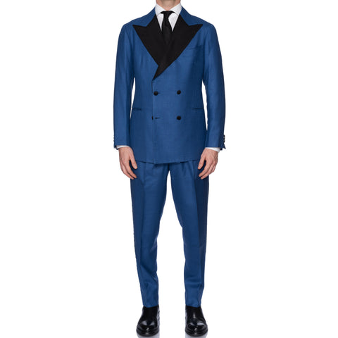 Sartoria CHIAIA Bespoke Handmade Blue Wool Super 150's DB Tuxedo Suit 52 NEW 42