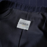 Sartoria CHIAIA Bespoke Handmade Blue Striped Loro Piana Wool Suit 62 NEW 52 Big