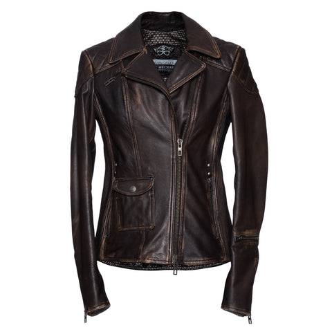 THEDI LEATHERS Brown Leather Motorcycle Biker Women's Jacket Size S