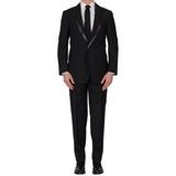 TINCATI Milano Black Wool-Mohair Tuxedo Suit w. Crocodile Trims EU 52 NEW US 42