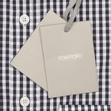 TOM FORD Black Checkered Cotton Dress Shirt EU 39 NEW US 15.5 Slim Fit