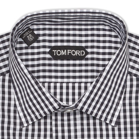TOM FORD Black Checkered Cotton Dress Shirt EU 39 NEW US 15.5 Slim Fit