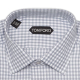 TOM FORD Light Gray Gingham Check Cotton Dress Shirt EU 39 NEW US 15.5 Slim Fit