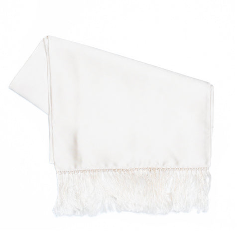 TOM FORD Made in Italy Solid Cream Silk Evening Scarf with Tassels