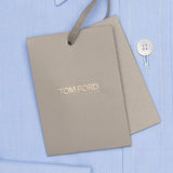 TOM FORD Solid Blue Cotton Poplin Classic Collar Dress Shirt  44 NEW 17.5 Slim