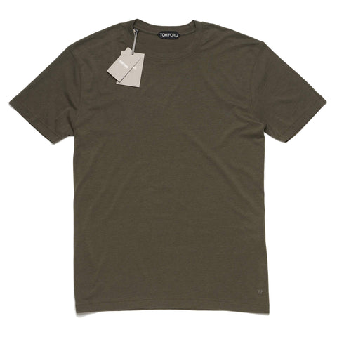 TOM FORD Military Green Lyocell-Cotton Crewneck Jersey T-Shirt EU 56 NEW US 3XL
