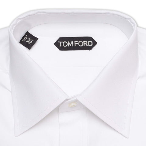 TOM FORD Solid White Cotton Poplin Barrel Cuff Classic Dress Shirt NEW Slim Fit