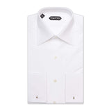 TOM FORD Solid White Cotton Poplin French Cuff Dress Shirt 38 NEW 15 Slim Fit