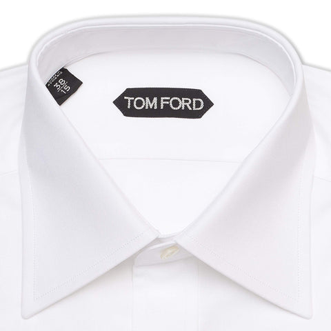 TOM FORD Solid White Cotton Poplin French Cuff Dress Shirt 38 NEW 15 Slim Fit