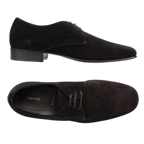 TOM FORD Black Suede Leather Formal 3 Eyelet Derby Shoes NEW with Box