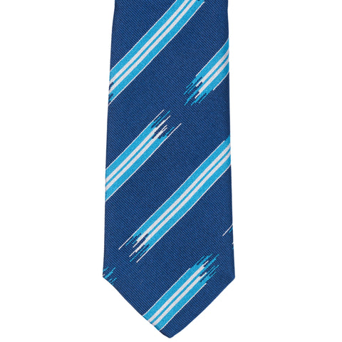 TURNBULL & ASSER Exclusive Handmade Navy Blue-Blue Striped Silk Tie NEW