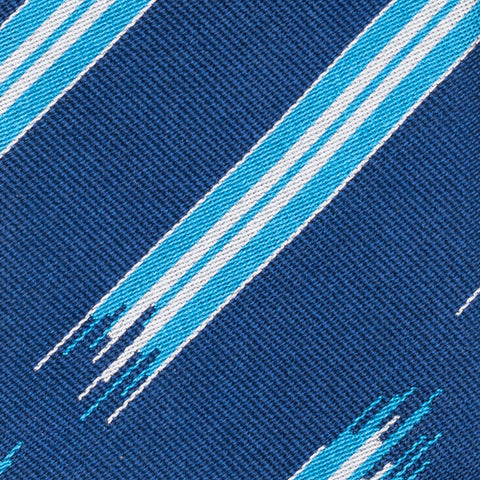 TURNBULL & ASSER Exclusive Handmade Navy Blue-Blue Striped Silk Tie NEW