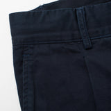 UNIS "Davis" Navy Blue Twill Cotton Single Pleated Chino Pants US 33 Slim Fit