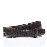 VALEXTRA Dark Brown Crocodile Leather Square Buckle Belt 90cm NEW 36"