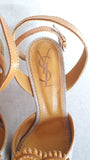 YVES SAINT LAURENT Love 75 Tan Leather Women's Ankle Strap Sandal NEW Box