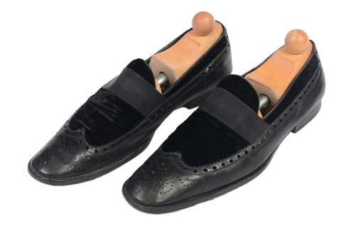 YVES SAINT LAURENT By TOM FORD Black Leather Brogue Slip-on Shoes Loafer 43 US10
