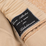 CESARE ATTOLINI Napoli Hand Made Tan Herringbone Cashmere Jacket 58 NEW US 48