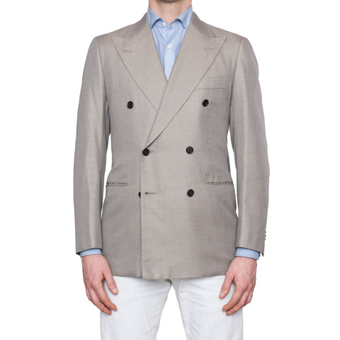 CESARE ATTOLINI Napoli Gray Cotton Silk Double Breasted Blazer Jacket NEW