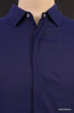 NEIL BARRETT  Blue Cotton Slim Fit See-Through Casual Shirt US S Size EU 48 - SARTORIALE - 2