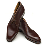 PASSUS SHOES "Oliver" Dark Brown Hatch Grain Leather Chukka Boots