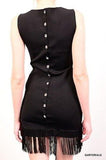 AZZARO Paris Black "Grandiose" Fringed Cocktail Dress Size FR 36 US 6 - SARTORIALE