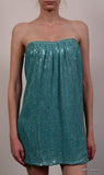 JAY AHR Paris Turquoise Blue Silk Sequin Bustier Cocktail Dress Size S / US 4 - SARTORIALE - 1