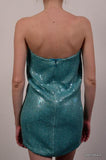 JAY AHR Paris Turquoise Blue Silk Sequin Bustier Cocktail Dress Size S / US 4 - SARTORIALE - 3